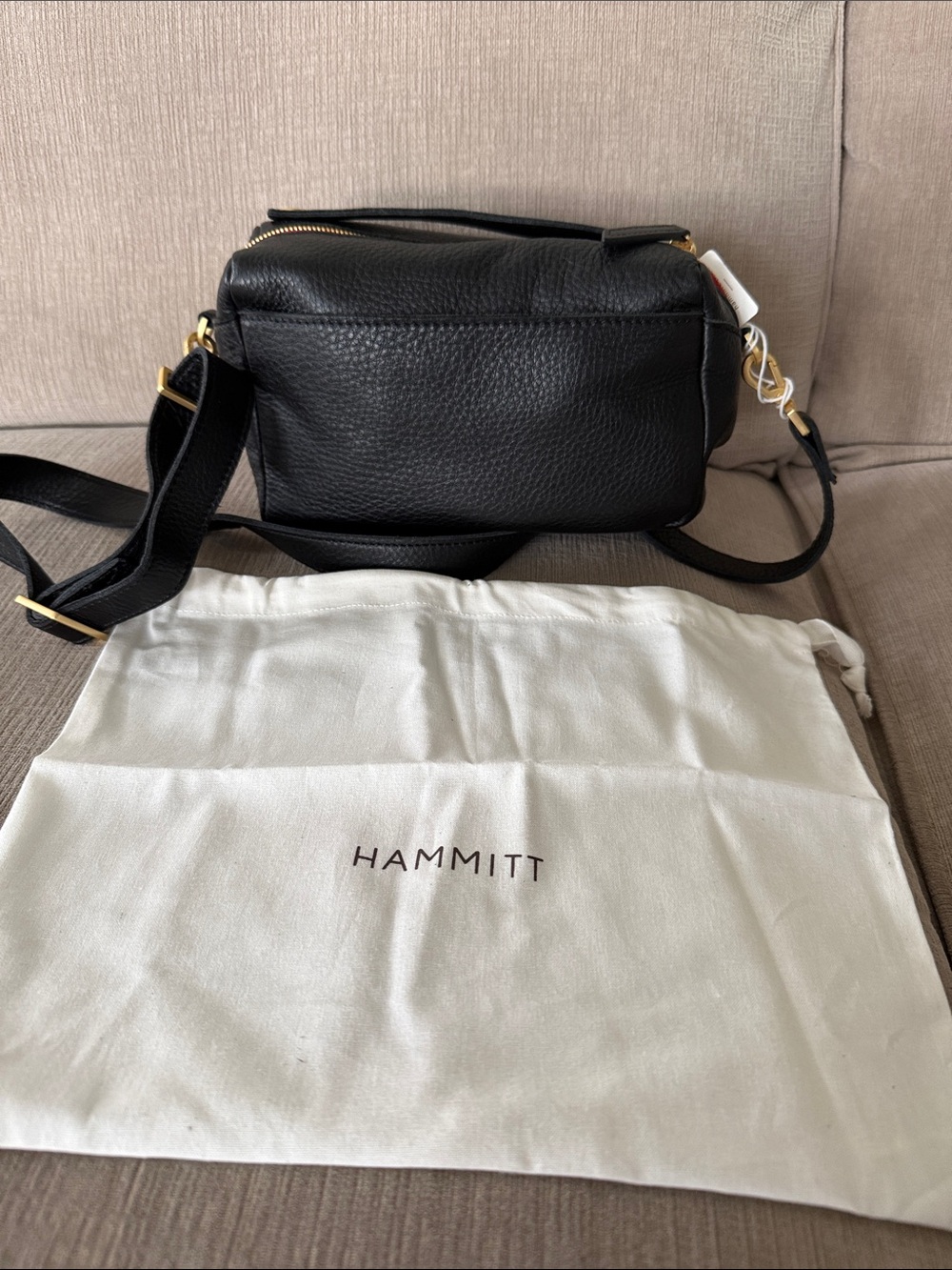 Hammitt Black Pebbled Leather Crossbody with Gold Disc Studs - Picture 5 of 5